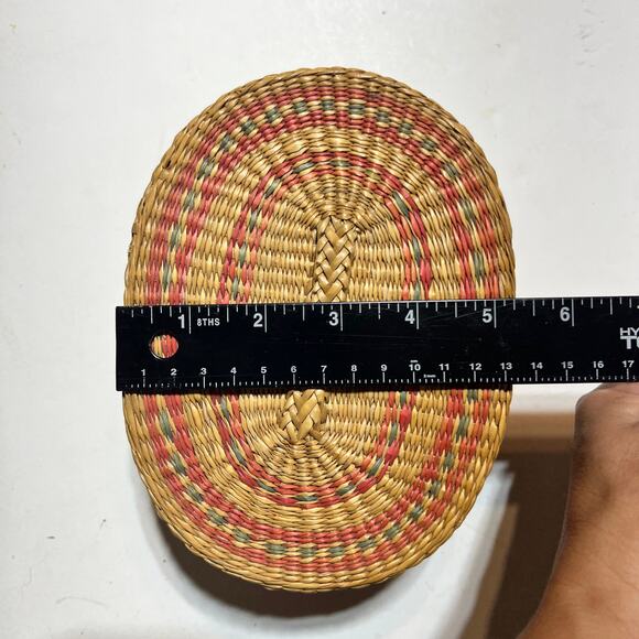 Vtg Handwoven Oval Sweetgrass Nesting Baskets Set of 4 Lidded Boho Storage READ - Picture 8 of 13